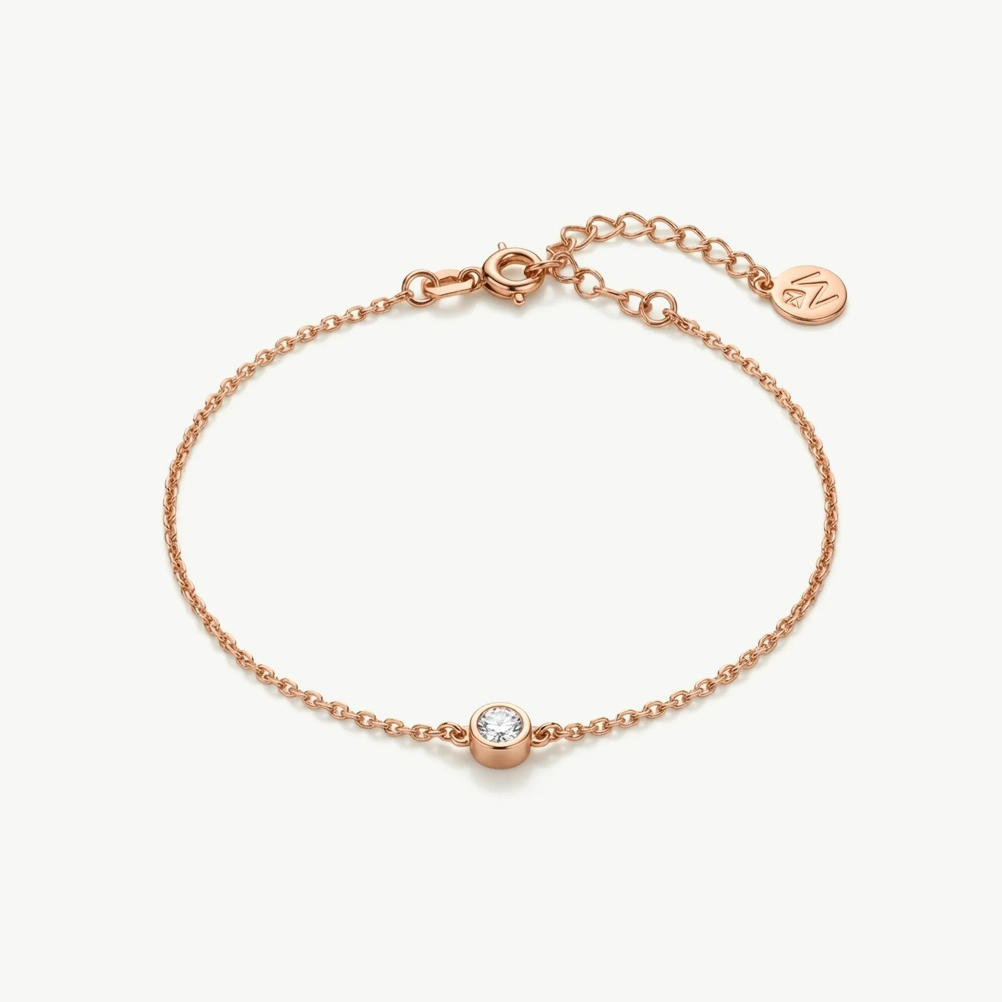 14K Solid Gold Solitaire Diamond Bracelet