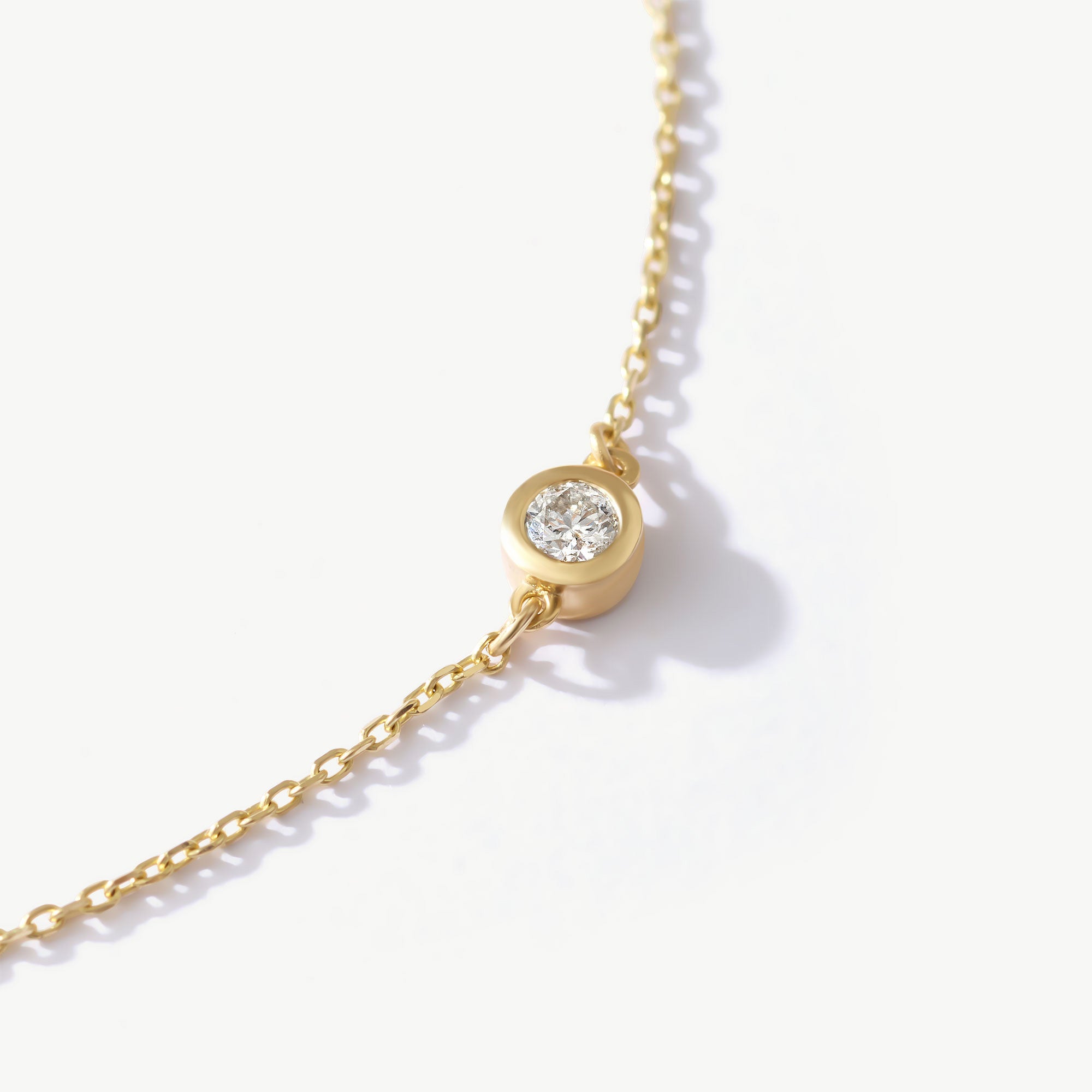 14K Solid Gold Solitaire Diamond Bracelet