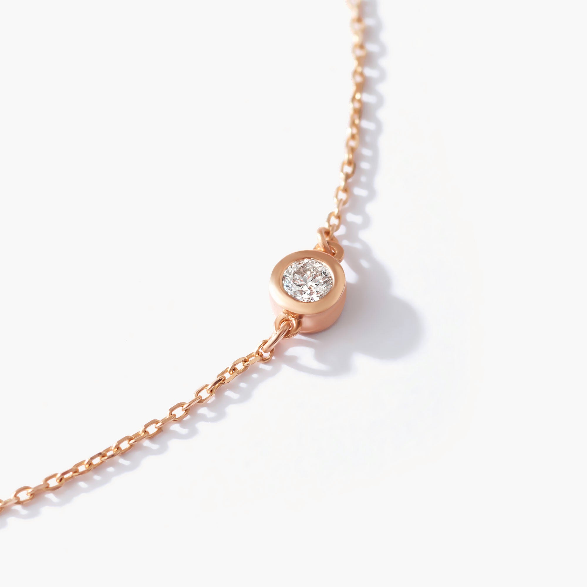 14K Solid Gold Solitaire Diamond Bracelet