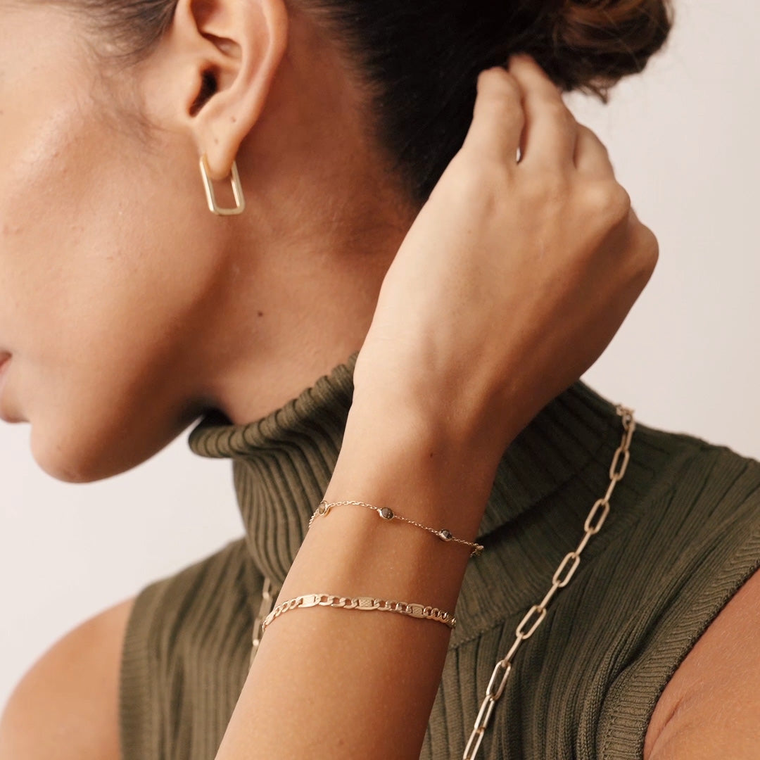 14K Real Solid Gold Unique Figaro Bracelet with intricately detailed links and a secure spring ring clasp, perfect for both men and women