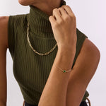 14K Real Solid Gold Bracelet with a single emerald birthstone bead, a dainty and elegant green gemstone bracelet suitable for daily wear or special gifts like Mother’s Day and Christmas.