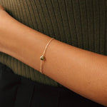 14K Real Solid Gold Peridot Birthstone Bead Bracelet with an adjustable chain and vibrant green peridot gemstone, perfect for August birthdays and everyday elegance.