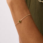 14K Real Solid Gold Peridot Birthstone Bead Bracelet with an adjustable chain and vibrant green peridot gemstone, perfect for August birthdays and everyday elegance.