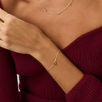 14K Real Solid Gold Peridot Birthstone Bead Bracelet with an adjustable chain and vibrant green peridot gemstone, perfect for August birthdays and everyday elegance.