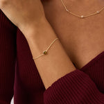 14K Real Solid Gold Peridot Birthstone Bead Bracelet with an adjustable chain and vibrant green peridot gemstone, perfect for August birthdays and everyday elegance.