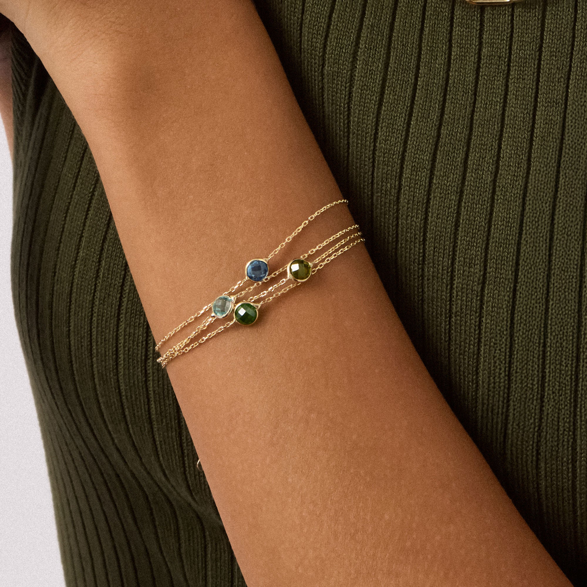 Elegant 14K Real Solid Gold Beaded Bracelet with a vibrant Genuine Blue London Topaz gemstone, perfect for stacking or standalone wear, ideal as a sophisticated Gift for Her.