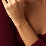 14K Real Solid Gold Peridot Birthstone Station Bracelet with green peridot gemstones, perfect for August birthdays and elegant, everyday wear.