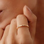 14K Real Solid Gold Dome Ring with chunky dome design, perfect as a statement ring or stacking ring for women.