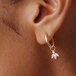 Luxurious 14K Real Solid Gold Hoop Earrings featuring sparkling Cubic Zirconia Charms, perfect for adding a sophisticated flair to any outfit.