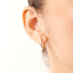 Luxurious 14K Real Solid Gold Hoop Earrings featuring sparkling Cubic Zirconia Charms, perfect for adding a sophisticated flair to any outfit.