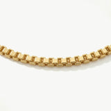 14K Solid Gold Box Chain Necklace, Square Link Chain