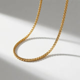 14K Solid Gold Box Chain Necklace, Square Link Chain