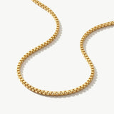 14K Solid Gold Box Chain Necklace, Square Link Chain