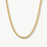 14K Solid Gold Box Chain Necklace, Square Link Chain