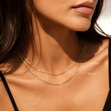 14K Solid Gold Box Chain Necklace, Square Link Chain