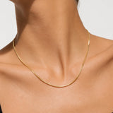 14K Solid Gold Square Snake Chain Necklace