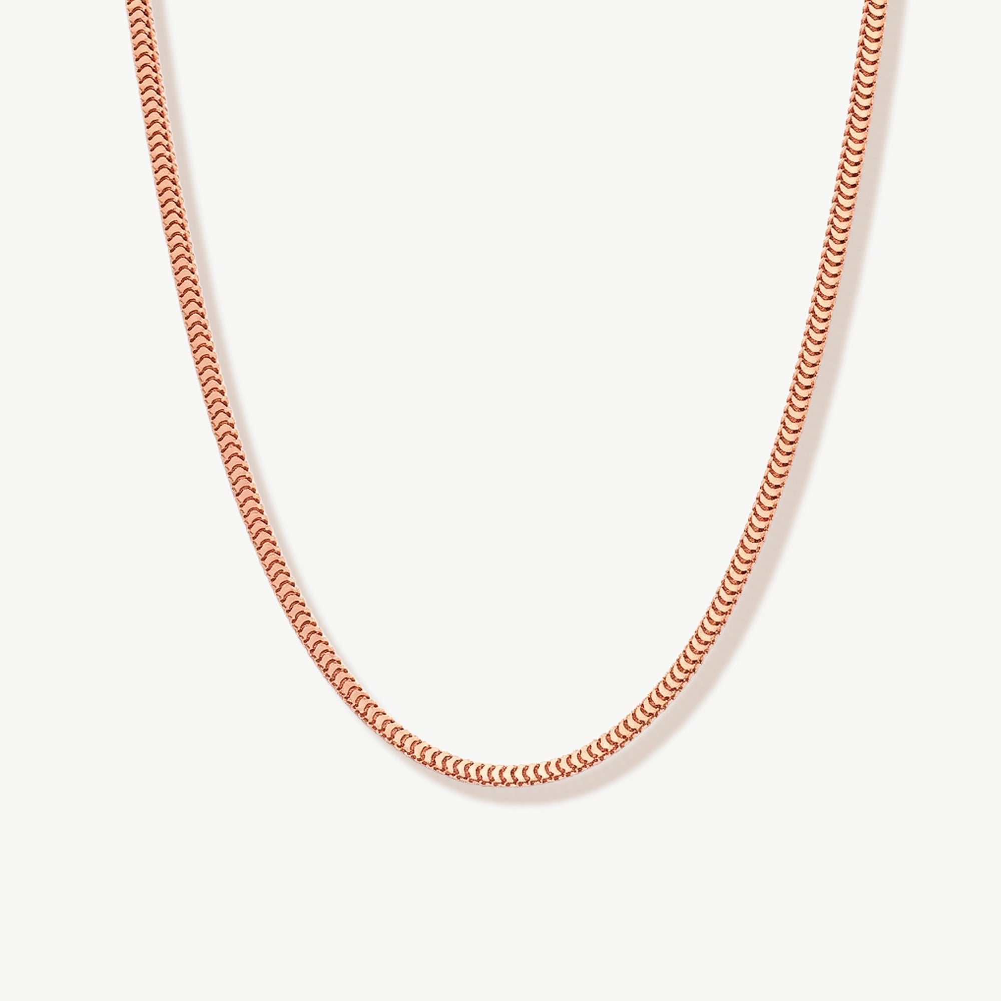 14K Solid Gold Square Snake Chain Necklace