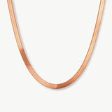 14k Solid Gold Herringbone Necklace, 2.5mm Flat Snake Chain