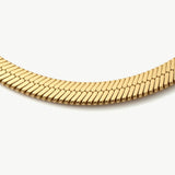 14k Solid Gold Herringbone Necklace, 2.5mm Flat Snake Chain