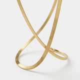 14k Solid Gold Herringbone Necklace, 2.5mm Flat Snake Chain