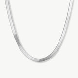 14k Solid Gold Herringbone Necklace, 2.5mm Flat Snake Chain