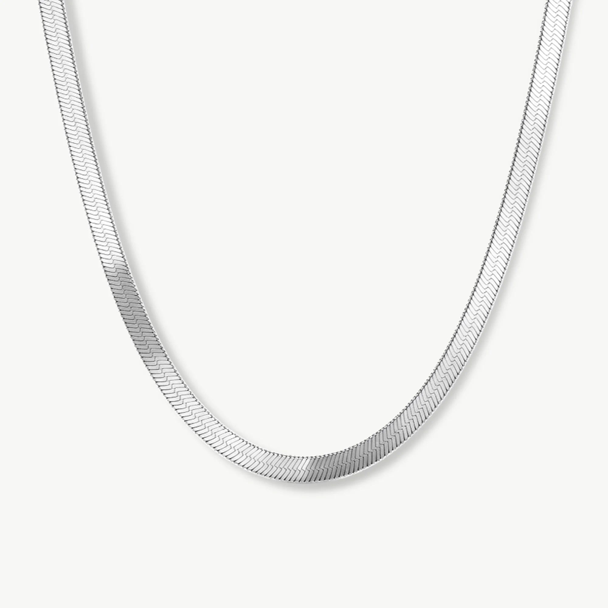 14k Solid Gold Herringbone Necklace, 2.5mm Flat Snake Chain