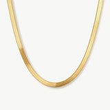 14k Solid Gold Herringbone Necklace, 2.5mm Flat Snake Chain