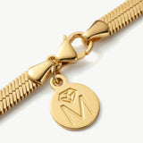 14k Solid Gold Herringbone Necklace, 2.5mm Flat Snake Chain