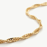 14K Solid Gold Singapore Chain Necklace • 1.15mm/ 1.4mm/ 1.7mm • Dainty Twist Chain