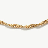 14K Solid Gold Singapore Chain Necklace • 1.15mm/ 1.4mm/ 1.7mm • Dainty Twist Chain