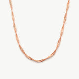 14K Solid Gold Singapore Chain Necklace • 1.15mm/ 1.4mm/ 1.7mm • Dainty Twist Chain