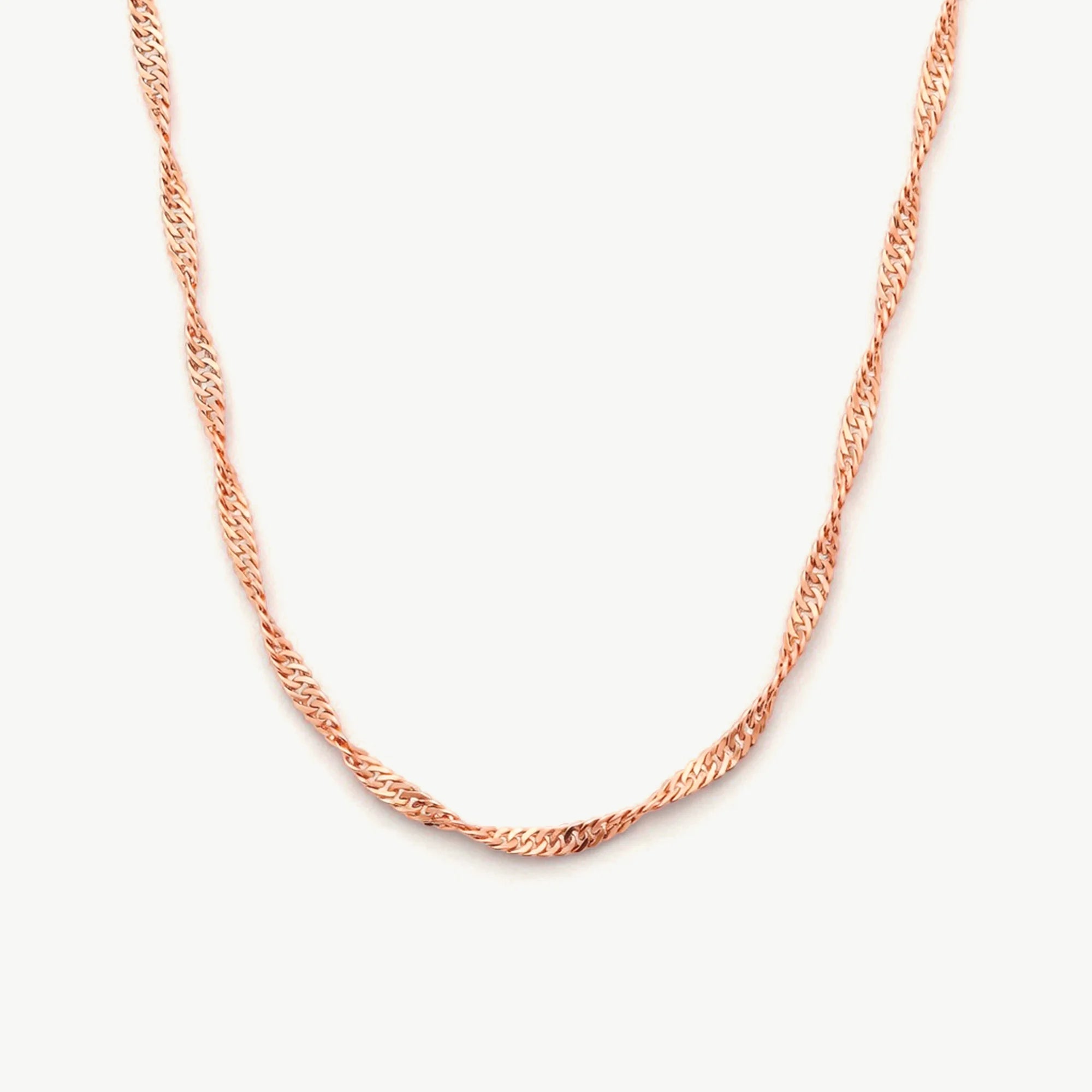 14K Solid Gold Singapore Chain Necklace • 1.15mm/ 1.4mm/ 1.7mm • Dainty Twist Chain