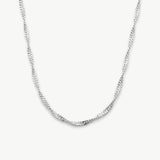 14K Solid Gold Singapore Chain Necklace • 1.15mm/ 1.4mm/ 1.7mm • Dainty Twist Chain