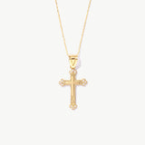 14K Solid Gold Cross Necklace: Dainty Christian Jewelry