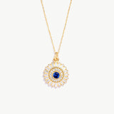 14K Solid Gold Evil Eye Necklace: Protection Pendant