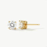 14K Solid Gold Diamond Stud Earrings