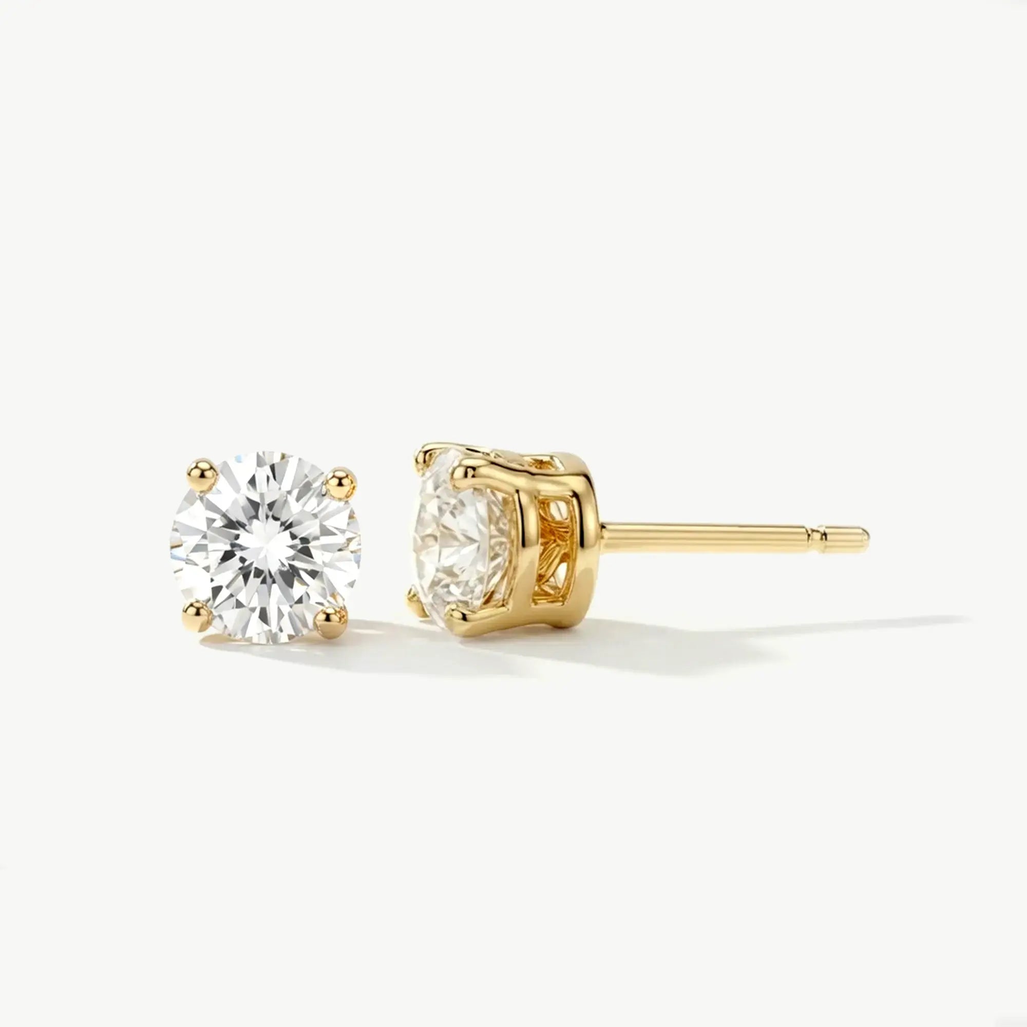 14K Solid Gold Diamond Stud Earrings