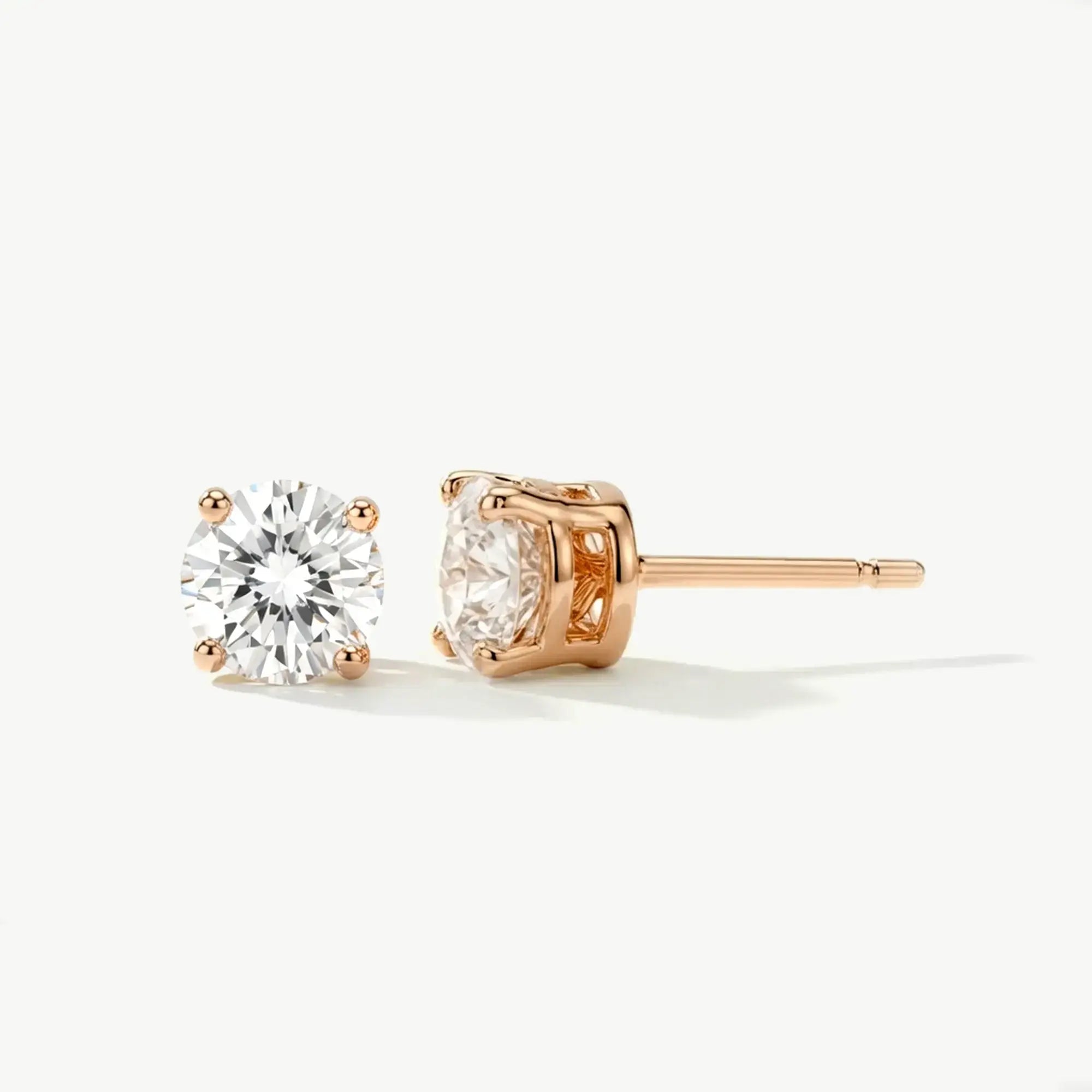 14K Solid Gold Diamond Stud Earrings