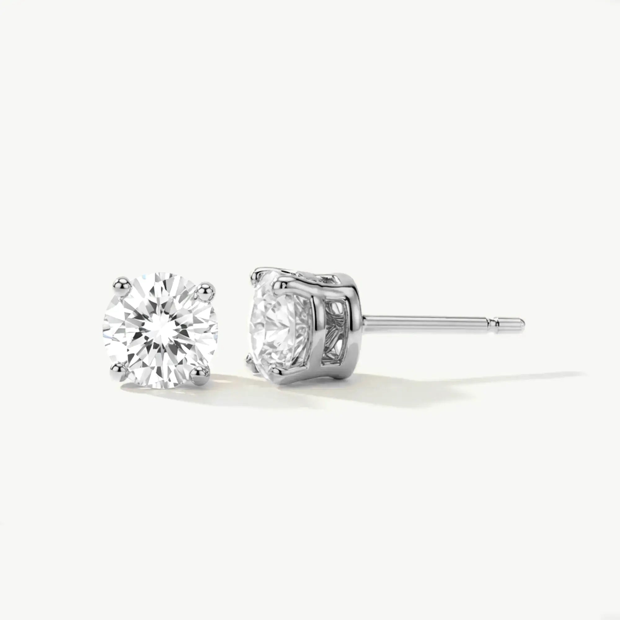 14K Solid Gold Diamond Stud Earrings