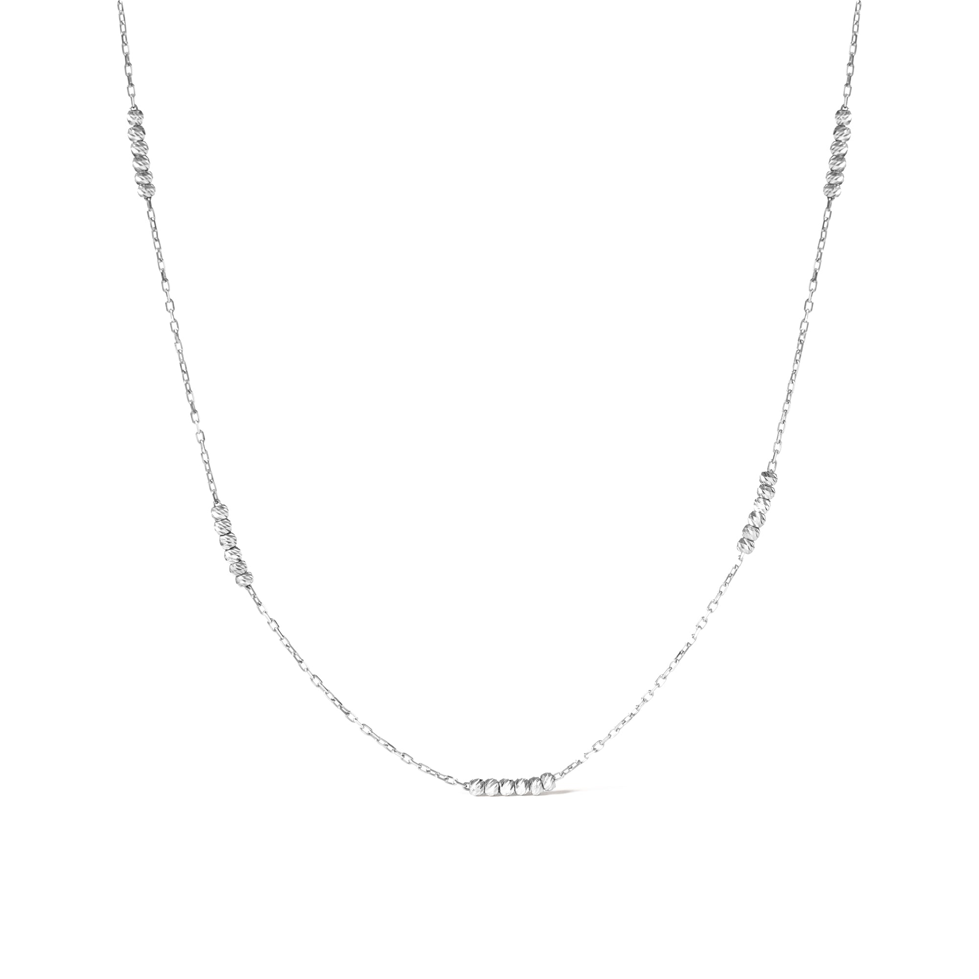 14K Solid Gold Tricolor Ball Beaded Necklace