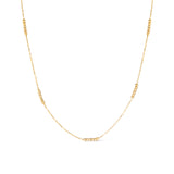 14K Solid Gold Tricolor Ball Beaded Necklace
