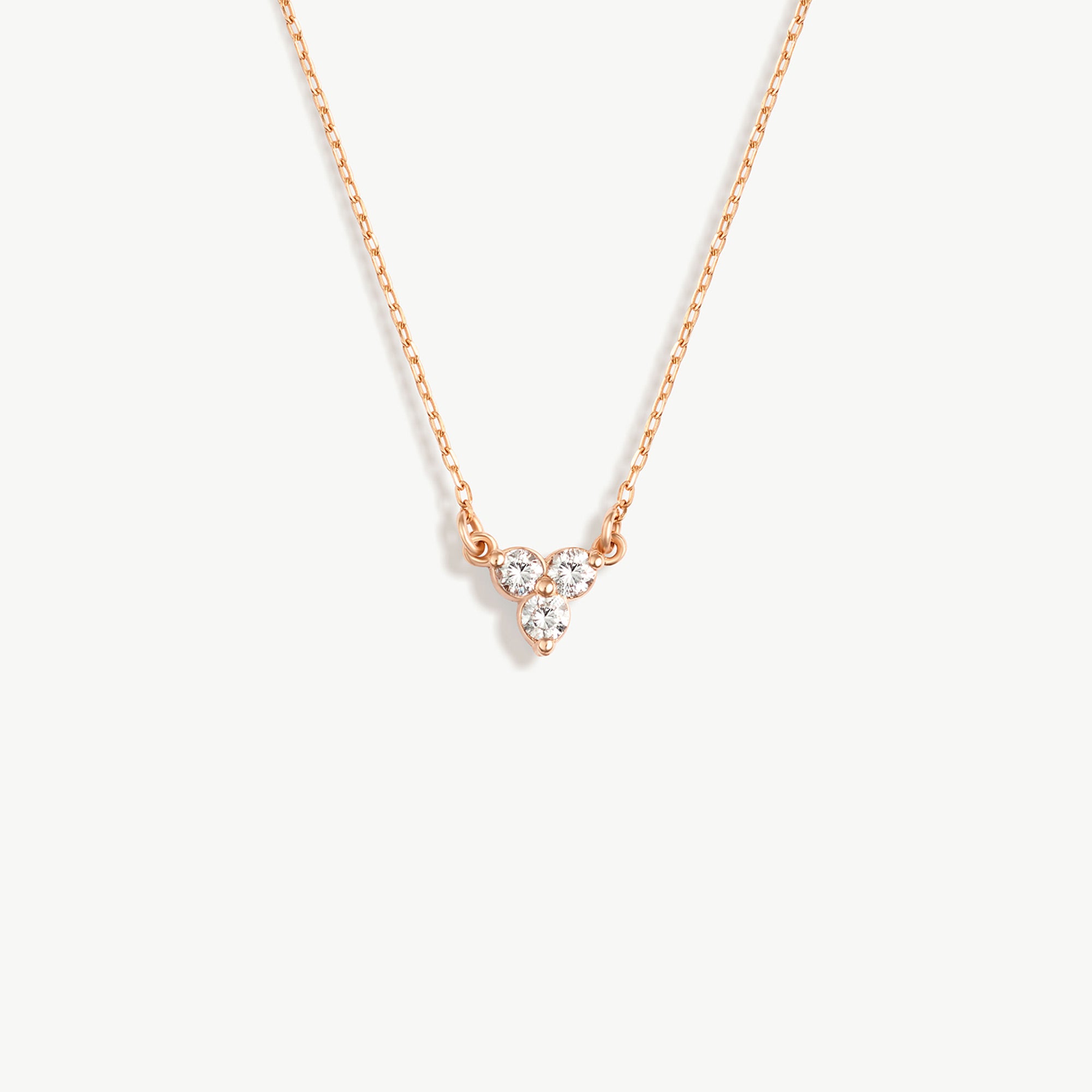 14K Solid Gold Diamond Trio Necklace