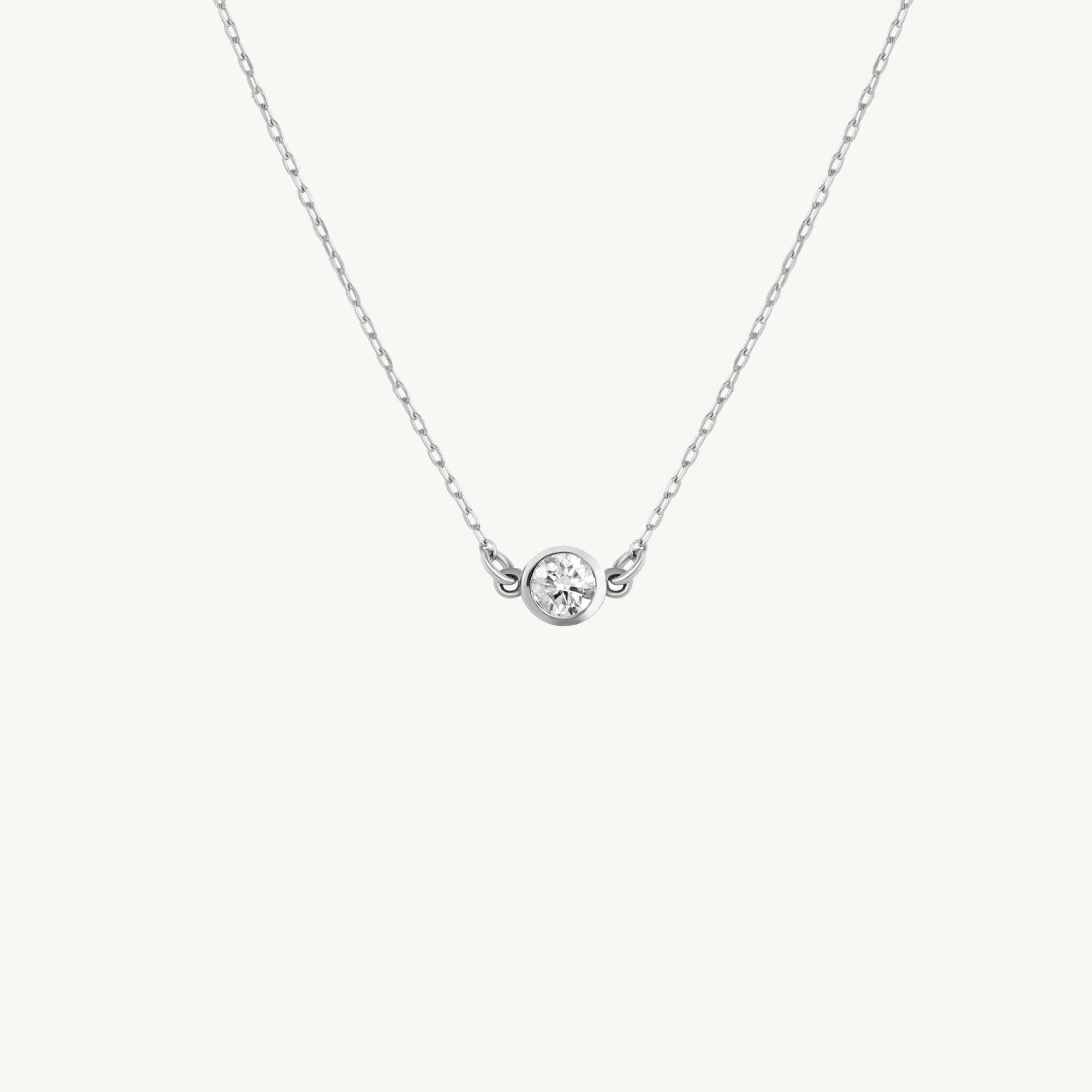 14K Real Solid Gold Solitaire Diamond Necklace