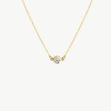 14K Real Solid Gold Solitaire Diamond Necklace