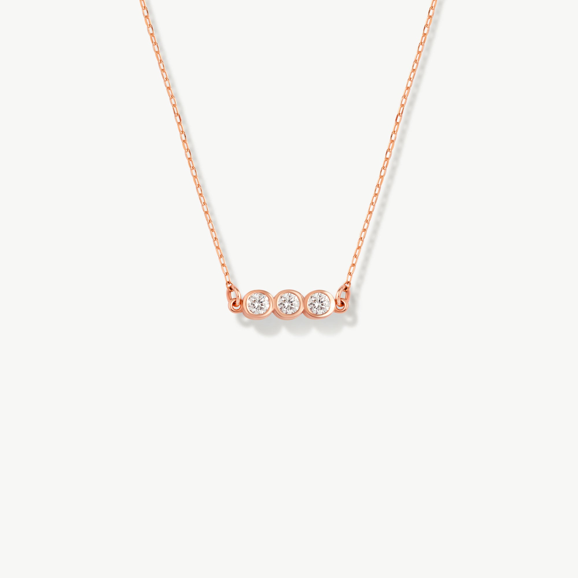 14K Solid Gold Diamond Trio Necklace