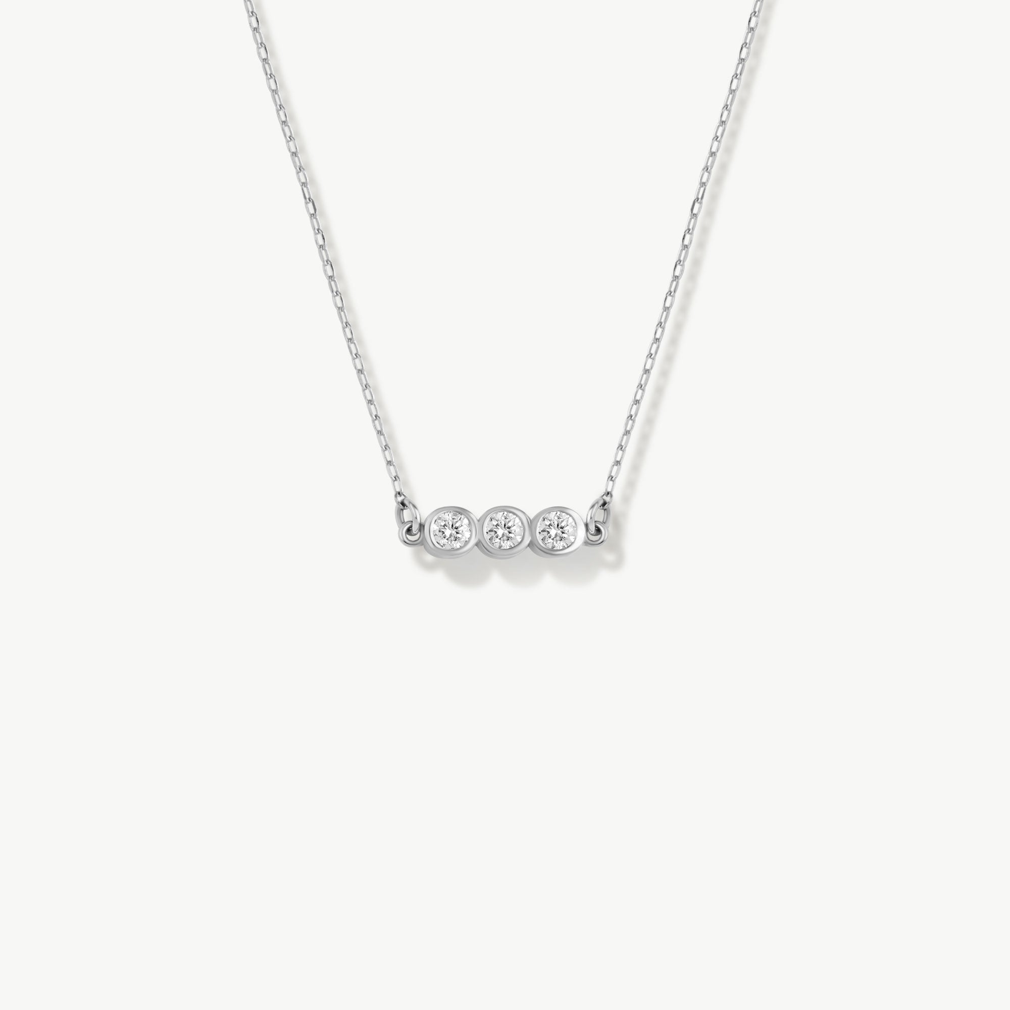 14K Solid Gold Diamond Trio Necklace