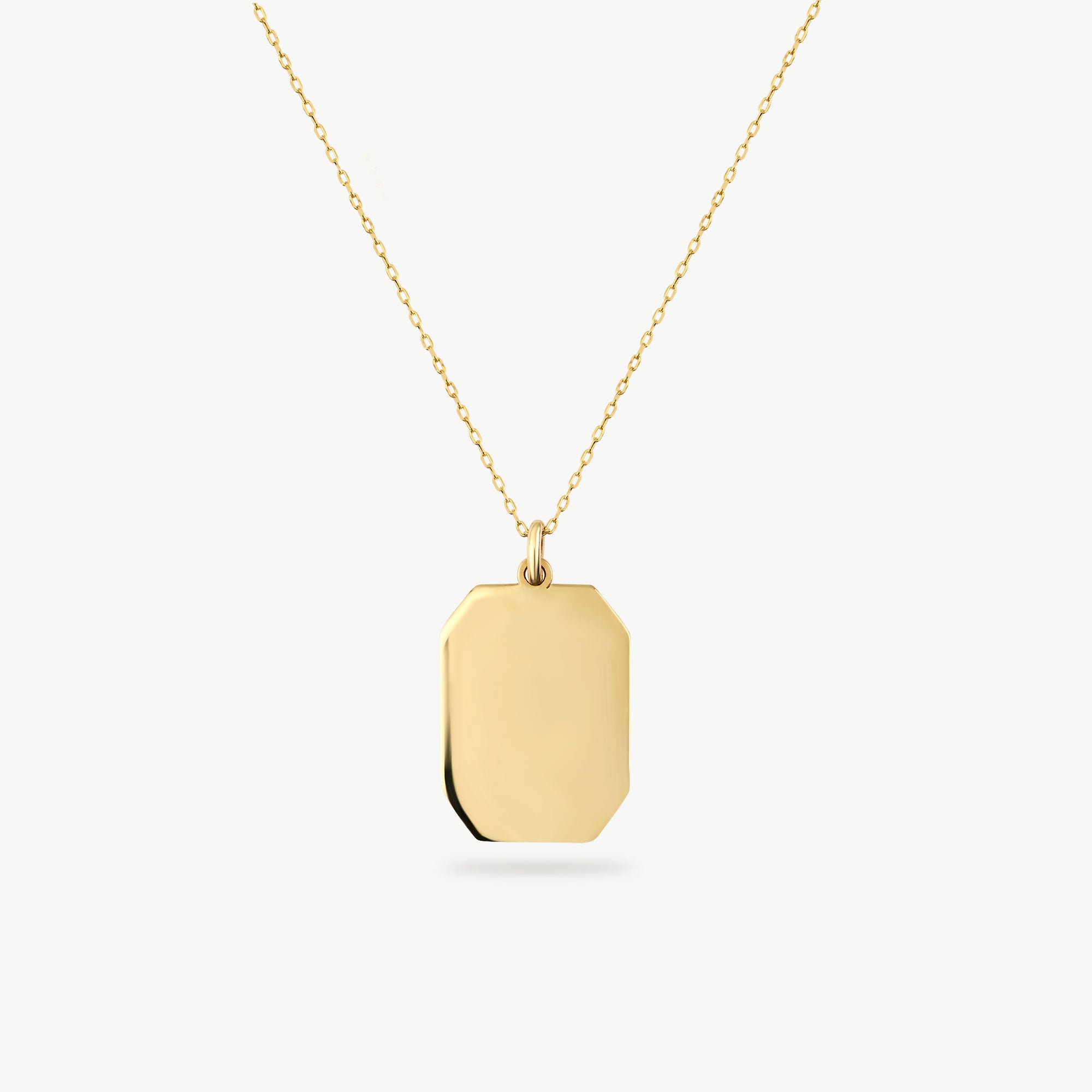 14K Solid Gold Personalized Initial Tag Necklace