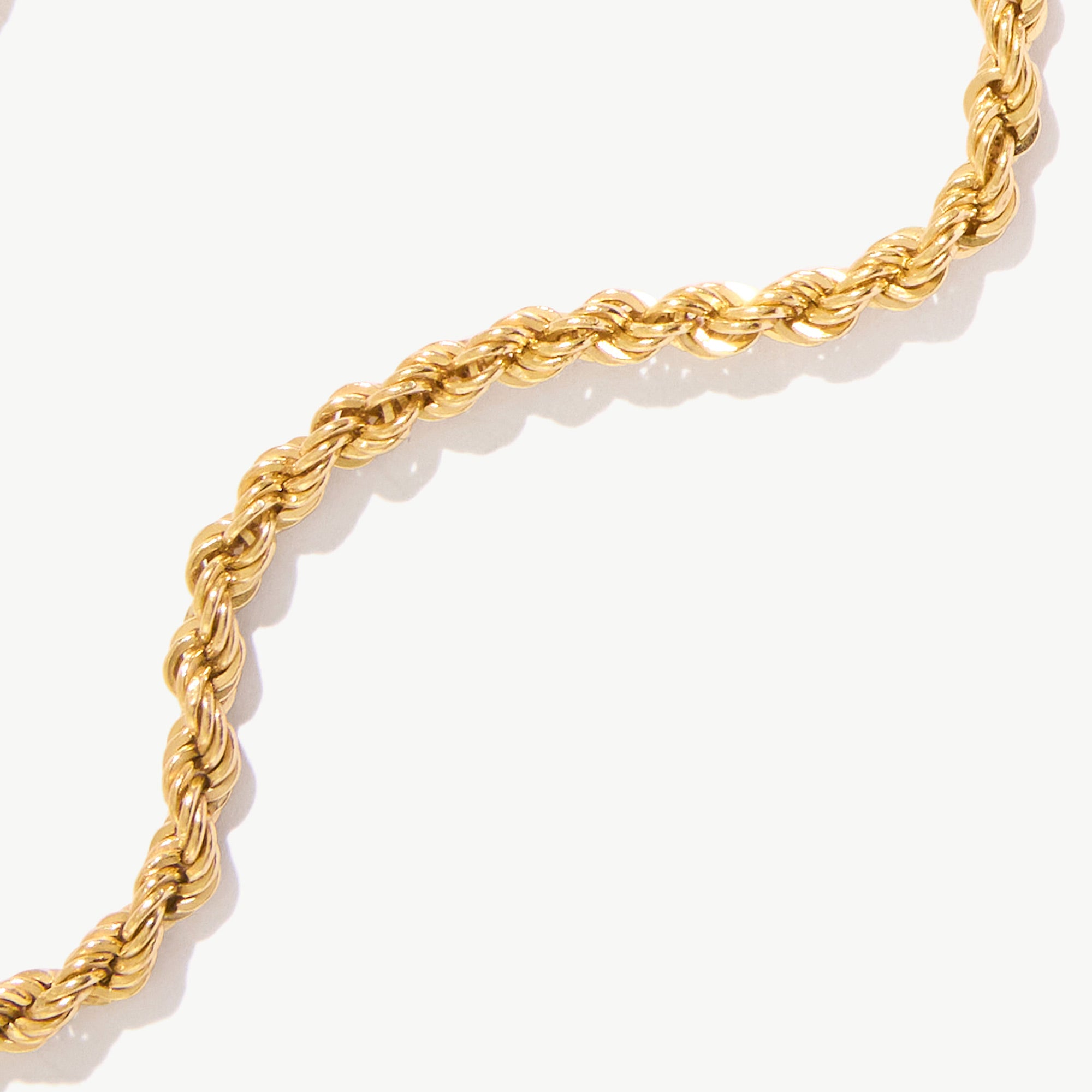 14K Solid Gold Twisted Rope Chain Necklace