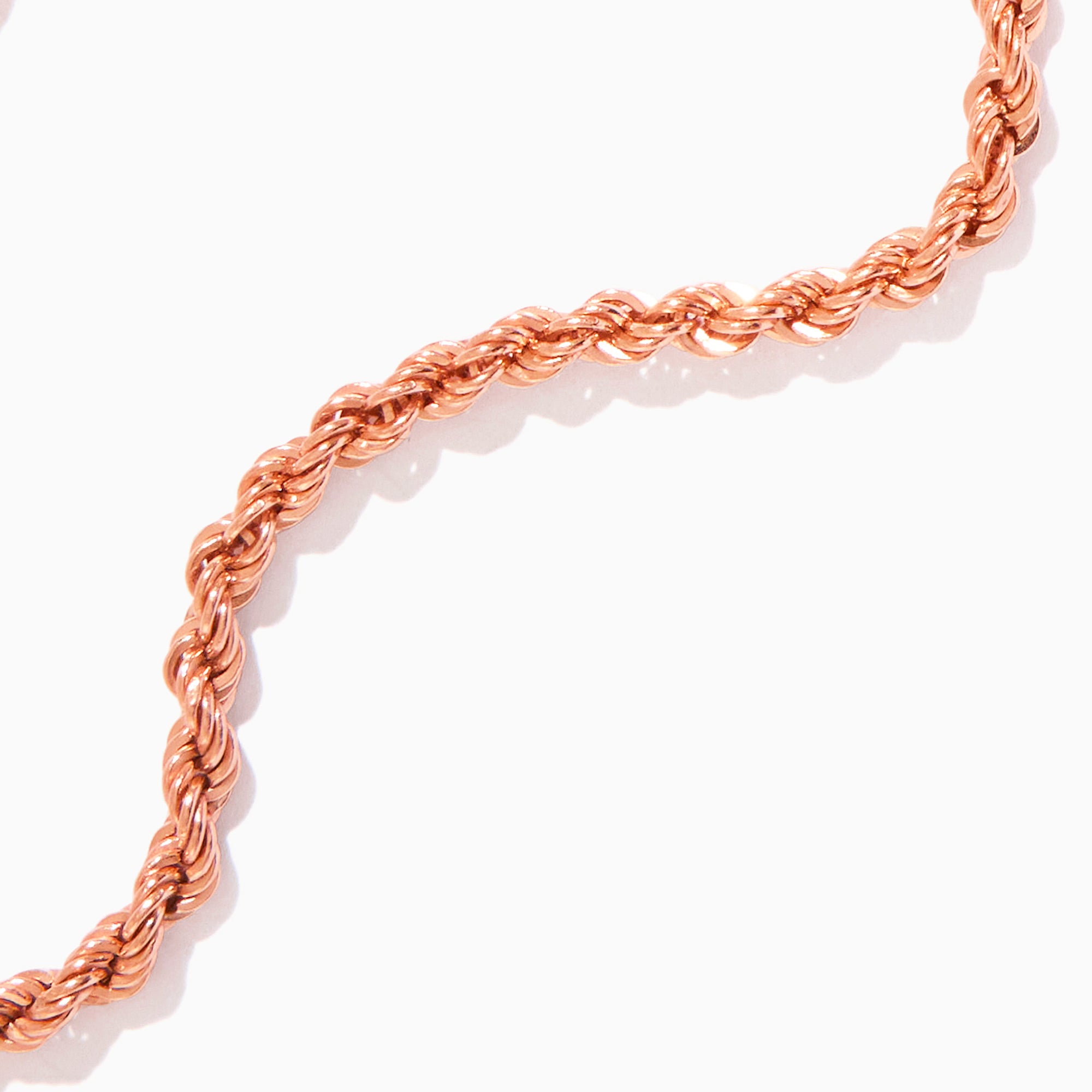 14K Solid Gold Twisted Rope Chain Necklace