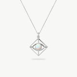 14K Solid Gold Opal Evil Eye Necklace